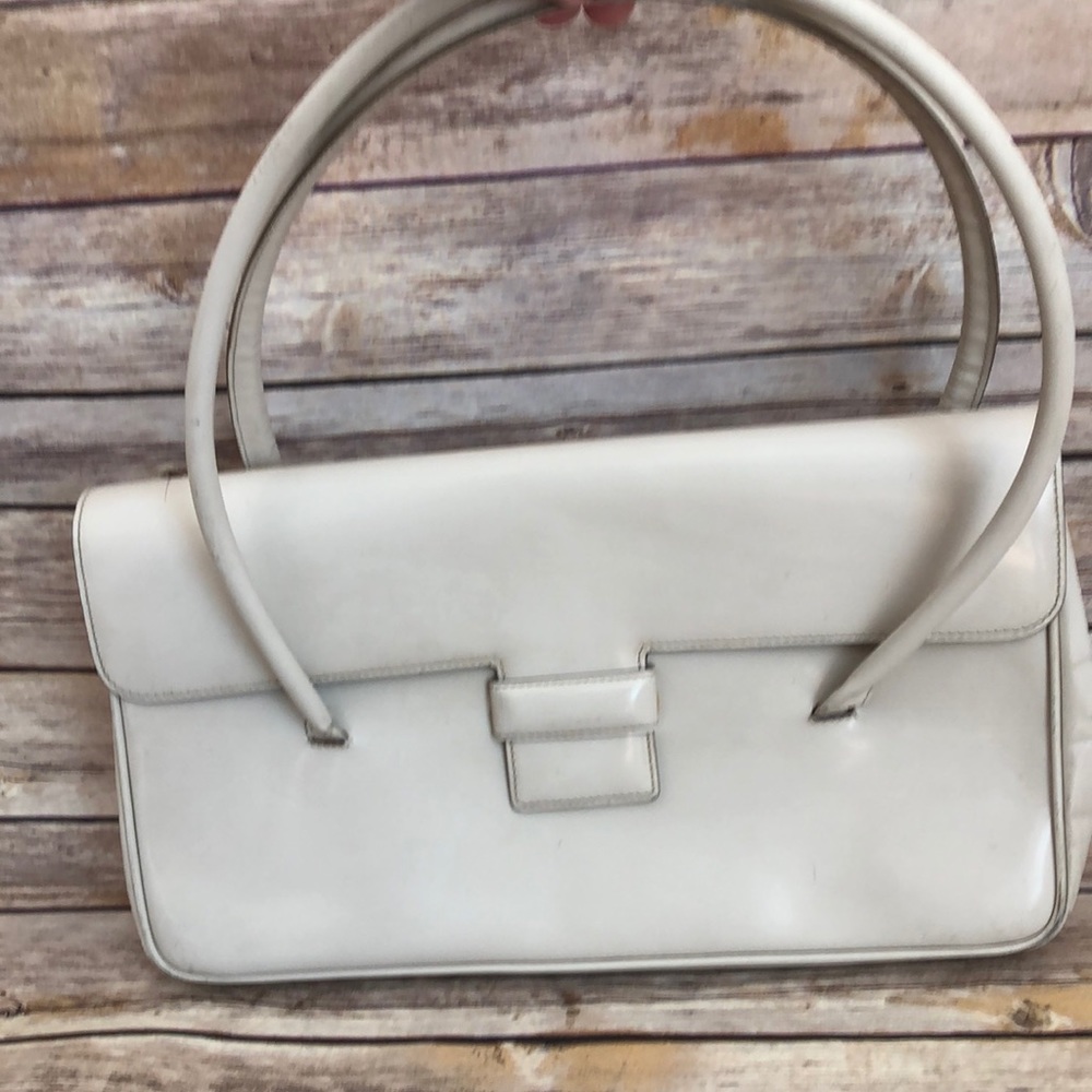 Ivory Jimmy Choo Satin Leather Shoulder Purse